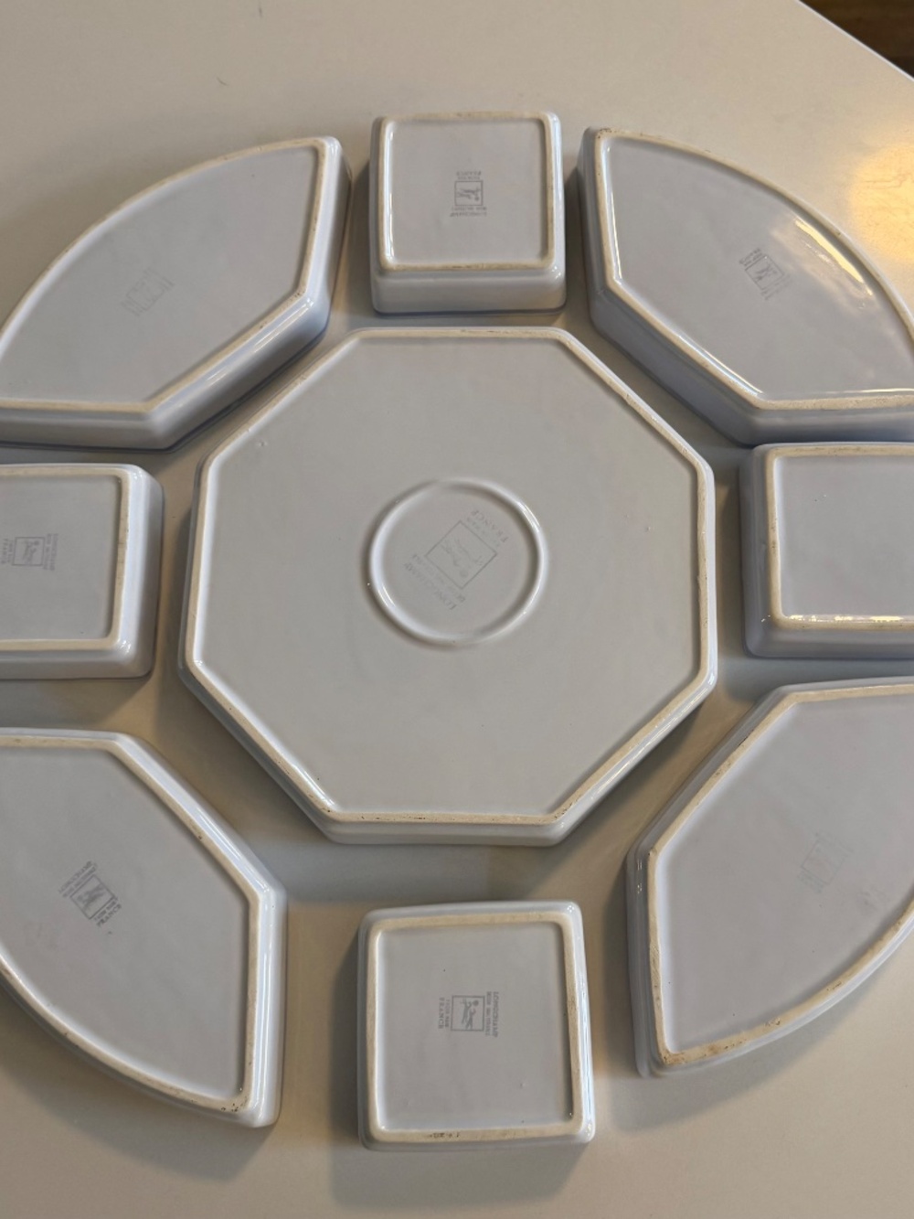 Vintage Longchamp France Perouges 9-Piece Ceramic Lazy Susan Set - Picture 8 of 10